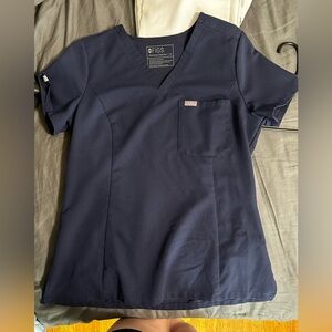 Navy Blue Figs Scrub Top